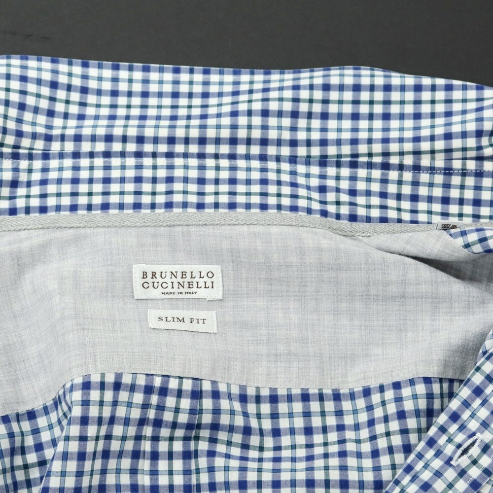 [Used] Brunello Cucinelli Cotton Button-down Short Sleeve Shirt Navy x White [Size M] [NVY] [S/S] [Condition Rank B] ​​[Men&