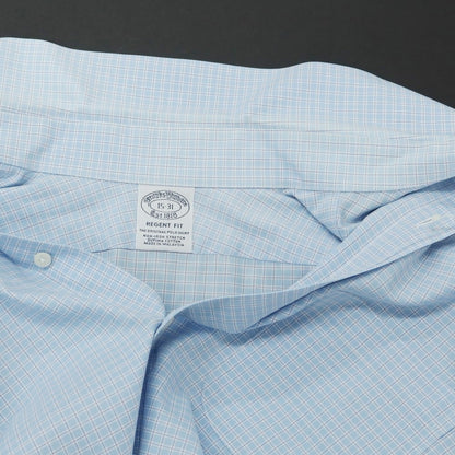 [Used] Brooks Brothers Cotton Check Button-down Casual Shirt Blue x White [Size 15-31] [BLU] [S/S/A/W] [Condition Rank C] [Men&