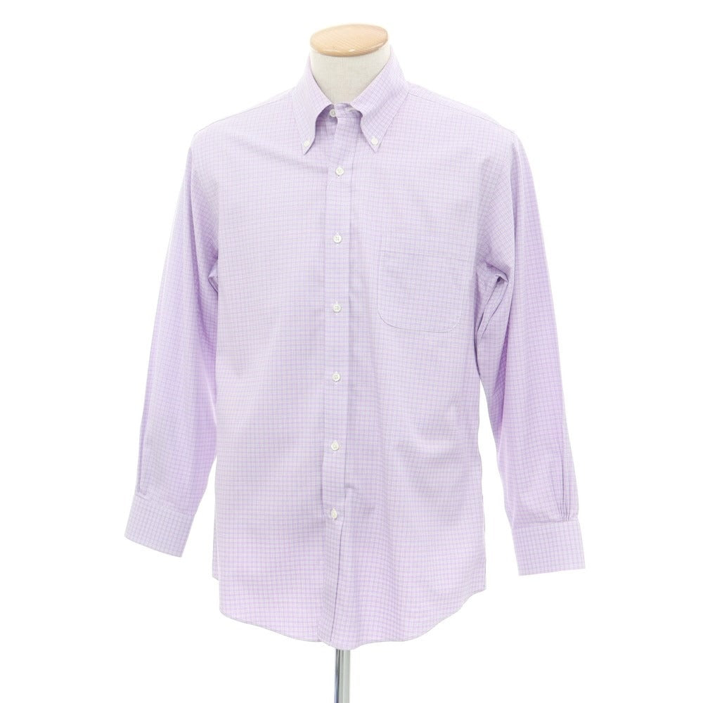 [Used] Brooks Brothers Cotton Check Button-down Casual Shirt Purple x White [Size 15-31] [PUP] [S/S/A/W] [Condition Rank B] ​​[Men&