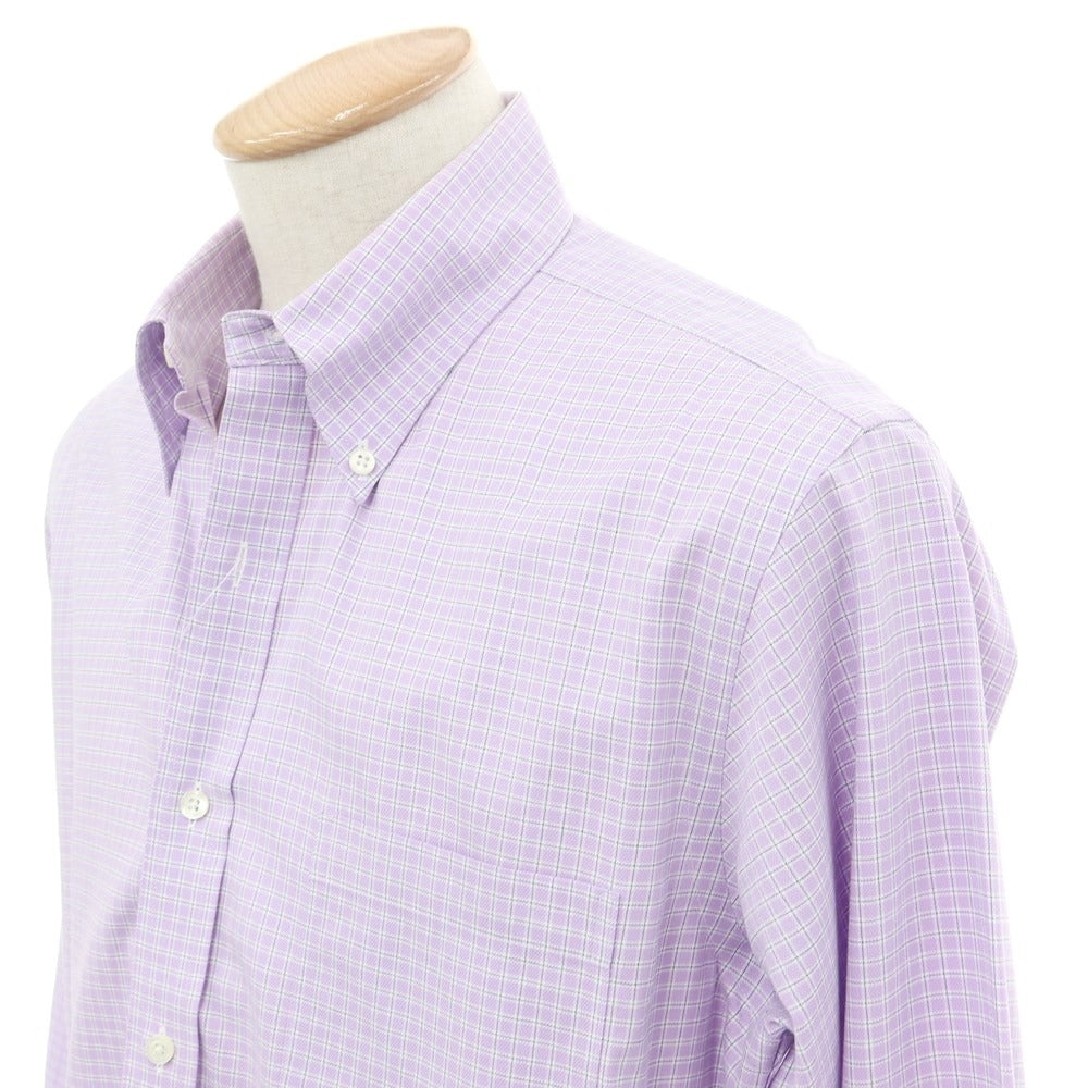 [Used] Brooks Brothers Cotton Check Button-down Casual Shirt Purple x White [Size 15-31] [PUP] [S/S/A/W] [Condition Rank B] ​​[Men&