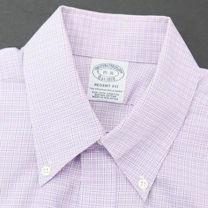 [Used] Brooks Brothers Cotton Check Button-down Casual Shirt Purple x White [Size 15-31] [PUP] [S/S/A/W] [Condition Rank B] ​​[Men&