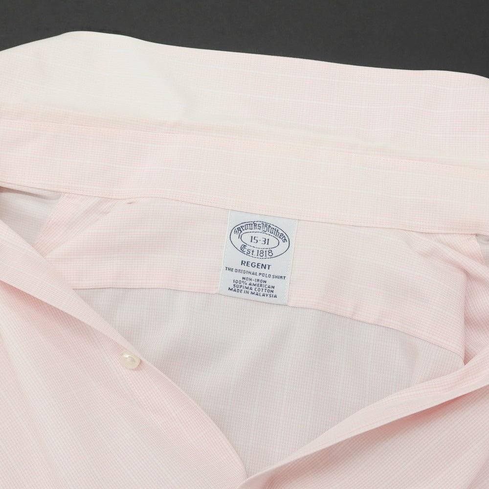 [Used] Brooks Brothers Cotton Check Button-Down Casual Shirt Light Pink x White [Size 15-31] [PNK] [S/S/A/W] [Condition Rank C] [Men&