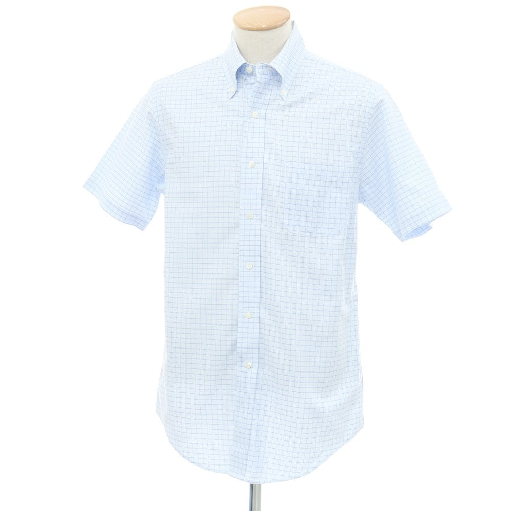 [Used] Brooks Brothers Cotton Check Button-down Short Sleeve Shirt Light Blue x Blue [Size 15] [BLU] [S/S] [Condition Rank C] [Men&