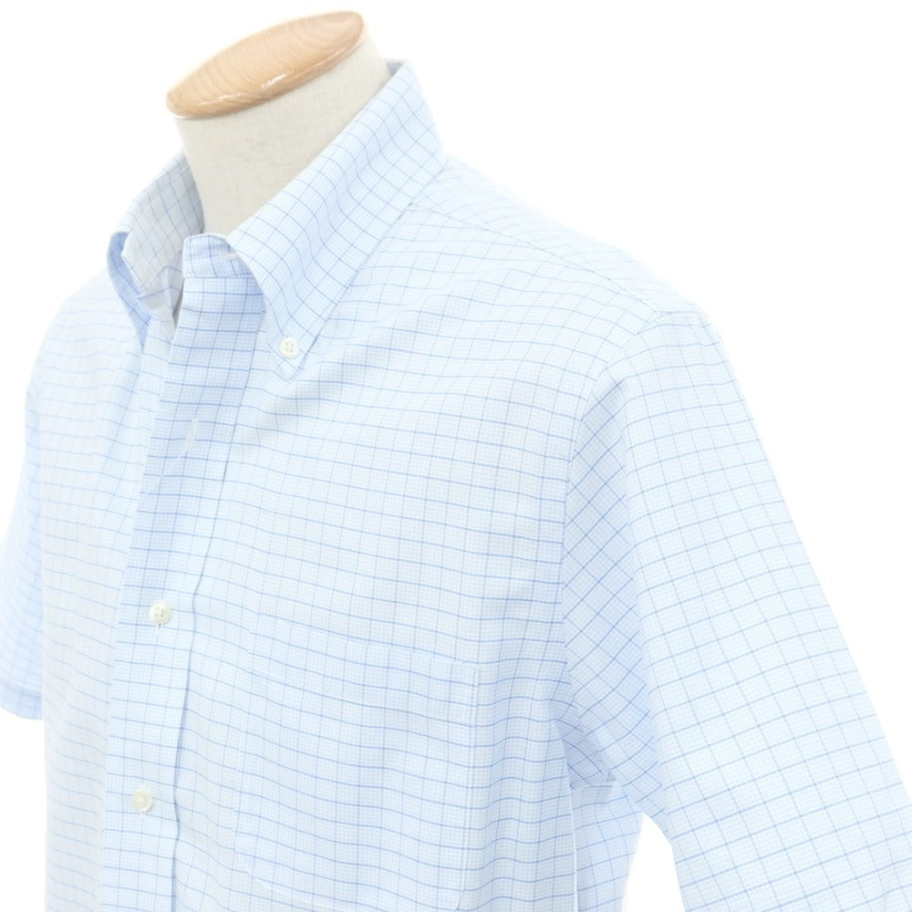 [Used] Brooks Brothers Cotton Check Button-down Short Sleeve Shirt Light Blue x Blue [Size 15] [BLU] [S/S] [Condition Rank C] [Men&