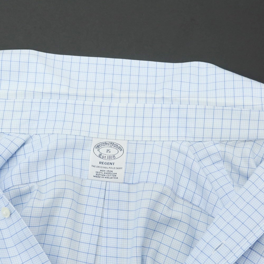 [Used] Brooks Brothers Cotton Check Button-down Short Sleeve Shirt Light Blue x Blue [Size 15] [BLU] [S/S] [Condition Rank C] [Men&