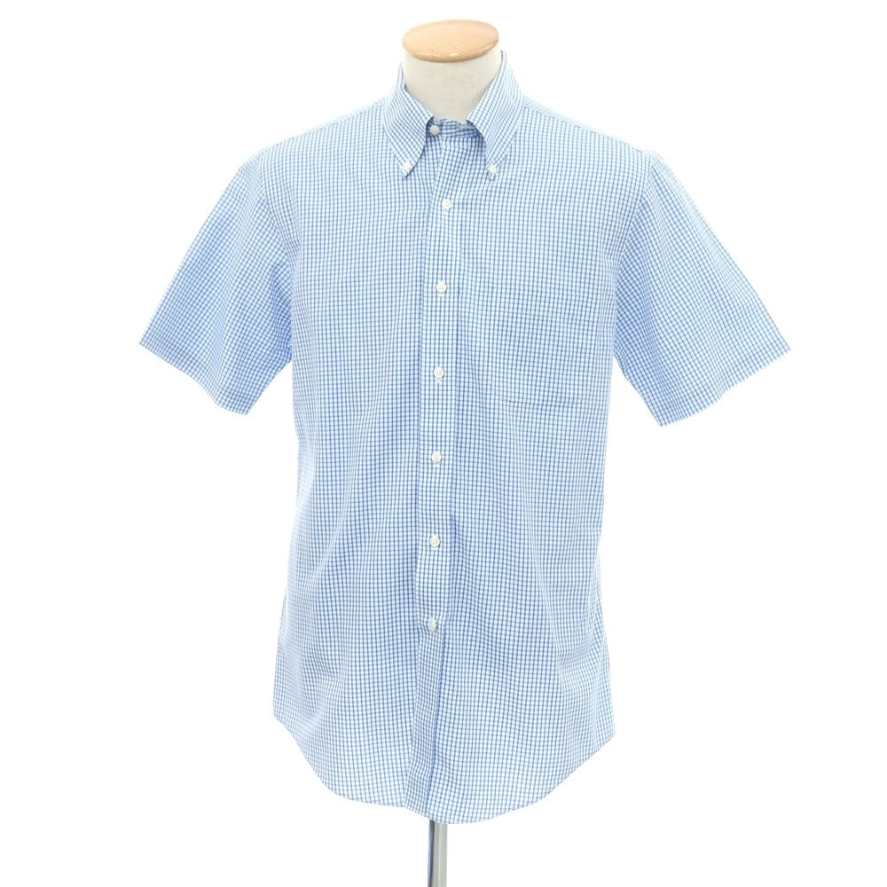 [Used] Brooks Brothers Cotton Check Button-down Short Sleeve Shirt Blue x White [Size 15] [BLU] [S/S] [Condition Rank C] [Men&