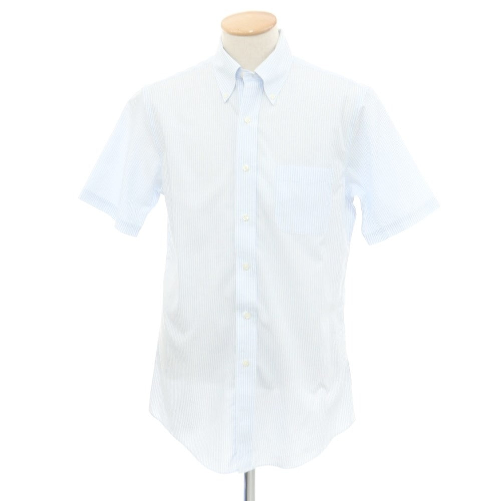 [Used] Brooks Brothers Cotton Striped Button-down Short Sleeve Shirt Blue x White [15] [Condition Rank C] [Men&