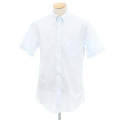 [Used] Brooks Brothers Cotton Striped Button-down Short Sleeve Shirt Blue x White [15] [Condition Rank C] [Men&