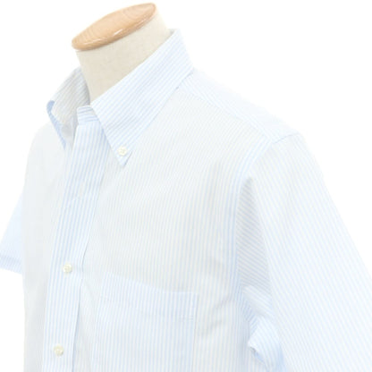 [Used] Brooks Brothers Cotton Striped Button-down Short Sleeve Shirt Blue x White [15] [Condition Rank C] [Men&