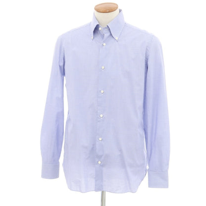 [Used] Luigi Borrelli Cotton Check Button-down Casual Shirt Blue x White [39] [Condition Rank C] [Men&