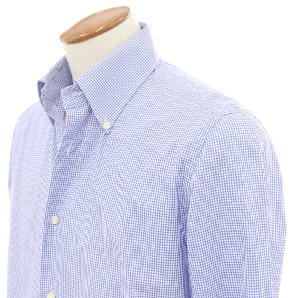 [Used] Luigi Borrelli Cotton Check Button-down Casual Shirt Blue x White [39] [Condition Rank C] [Men&