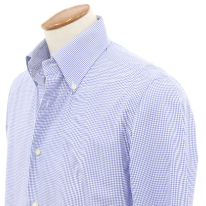 [Used] Luigi Borrelli Cotton Check Button-down Casual Shirt Blue x White [39] [Condition Rank C] [Men&