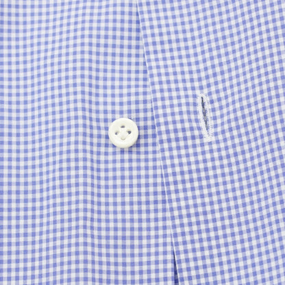 [Used] Luigi Borrelli Cotton Check Button-down Casual Shirt Blue x White [39] [Condition Rank C] [Men&