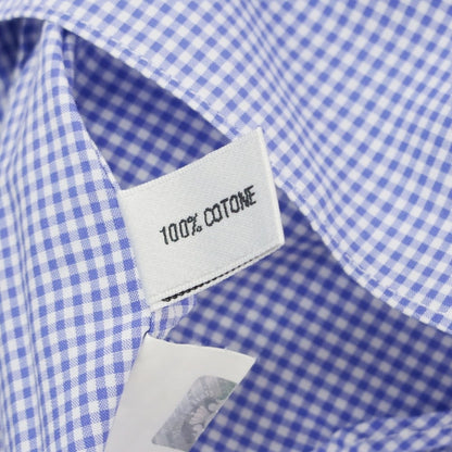 [Used] Luigi Borrelli Cotton Check Button-down Casual Shirt Blue x White [39] [Condition Rank C] [Men&