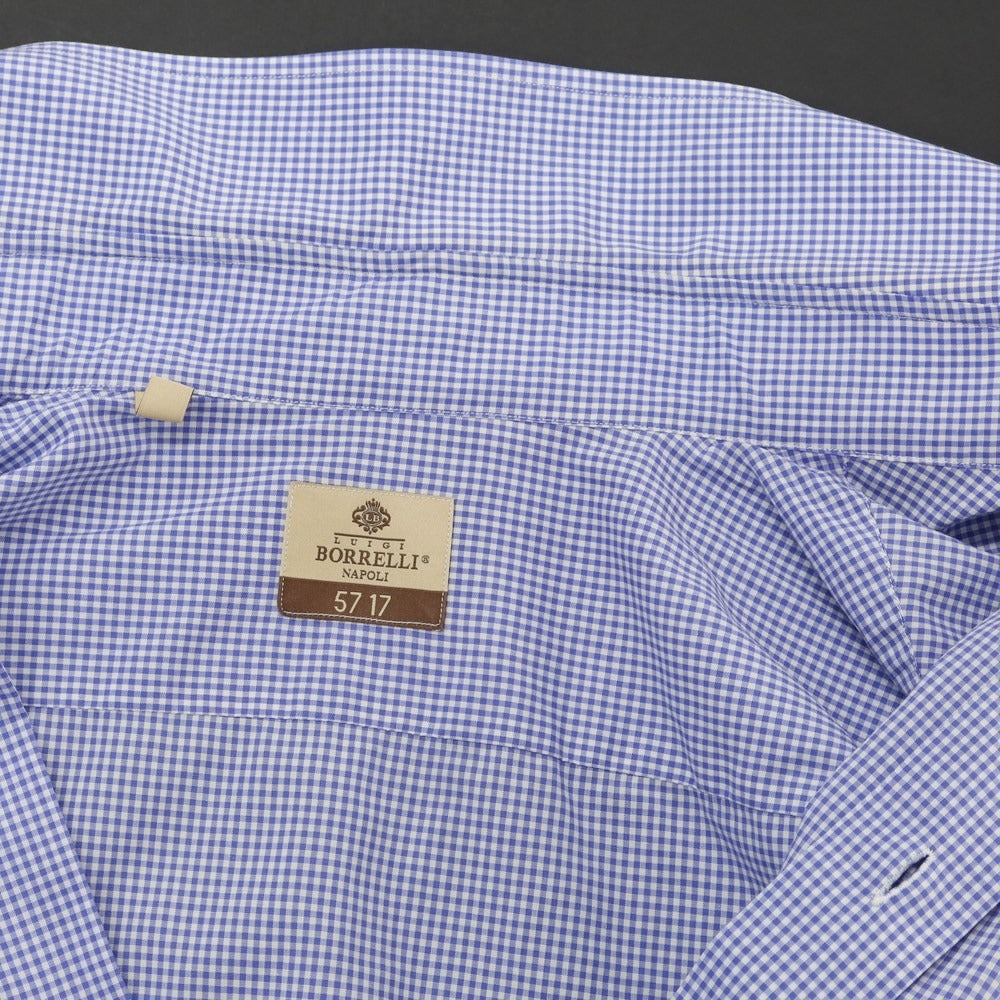 [Used] Luigi Borrelli Cotton Check Button-down Casual Shirt Blue x White [39] [Condition Rank C] [Men&