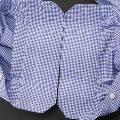 [Used] Luigi Borrelli Cotton Check Button-down Casual Shirt Blue x White [39] [Condition Rank C] [Men&