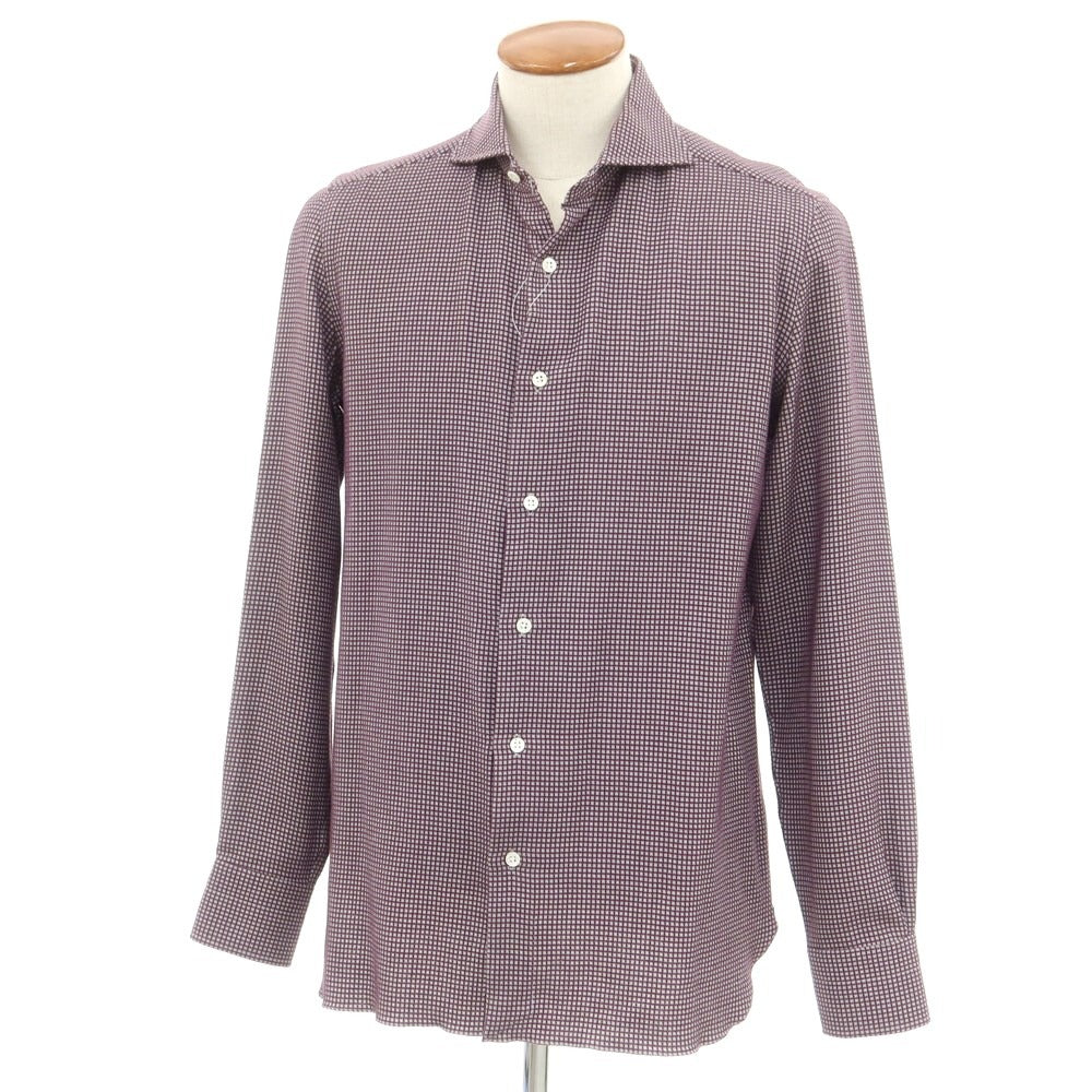 [Used] Luigi Borrelli Cotton Horizontal Collar Casual Shirt Dark Purple x Gray [39] [Condition Rank B] ​​[Men&