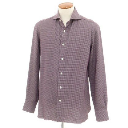 [Used] Luigi Borrelli Cotton Horizontal Collar Casual Shirt Dark Purple x Gray [39] [Condition Rank B] ​​[Men&