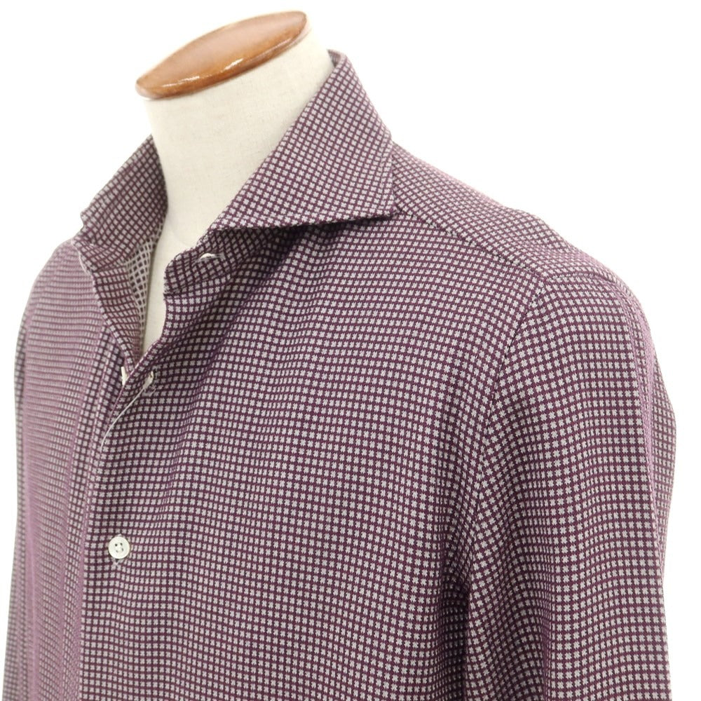 [Used] Luigi Borrelli Cotton Horizontal Collar Casual Shirt Dark Purple x Gray [39] [Condition Rank B] ​​[Men&