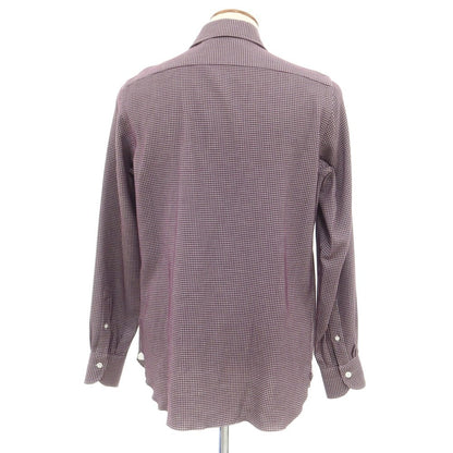 [Used] Luigi Borrelli Cotton Horizontal Collar Casual Shirt Dark Purple x Gray [39] [Condition Rank B] ​​[Men&