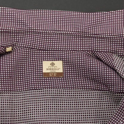 [Used] Luigi Borrelli Cotton Horizontal Collar Casual Shirt Dark Purple x Gray [39] [Condition Rank B] ​​[Men&