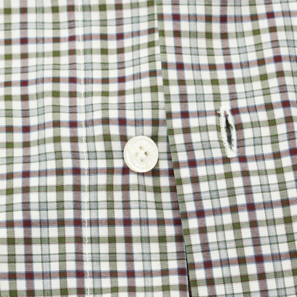 [Used] BARBA DANDY LIFE Cotton Check Horizontal Collar Casual Shirt White x Brown [L] [Condition Rank C] [Men&