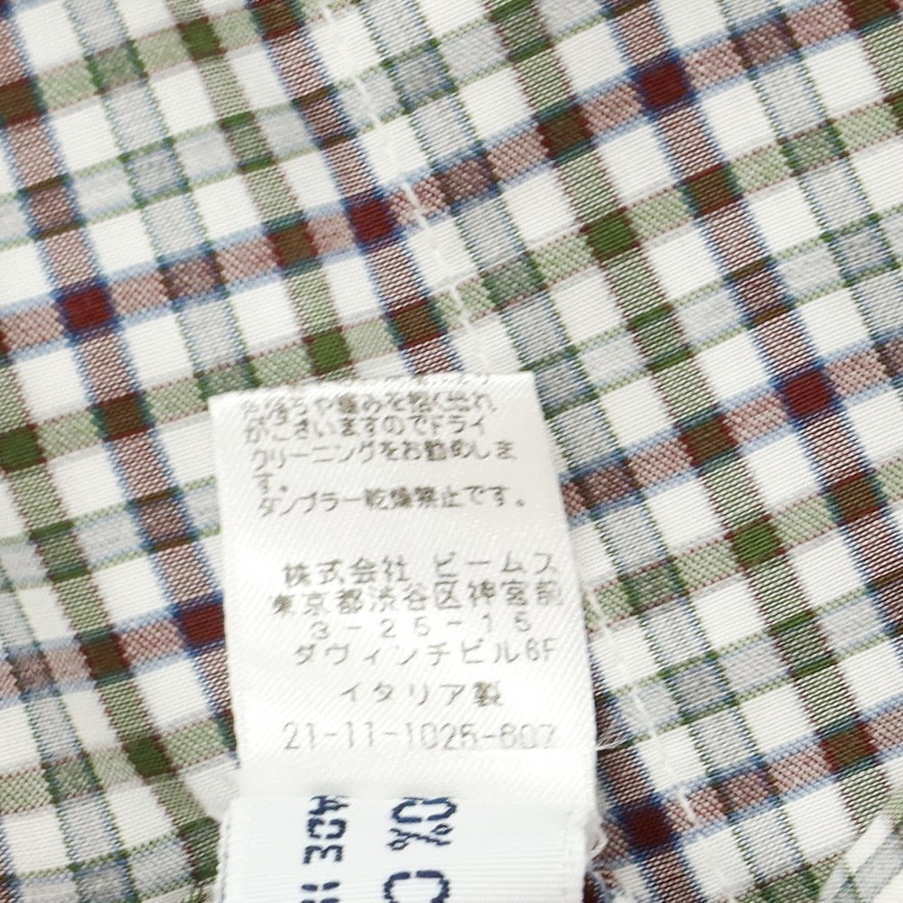 [Used] BARBA DANDY LIFE Cotton Check Horizontal Collar Casual Shirt White x Brown [L] [Condition Rank C] [Men&