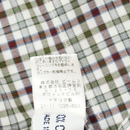 [Used] BARBA DANDY LIFE Cotton Check Horizontal Collar Casual Shirt White x Brown [L] [Condition Rank C] [Men&