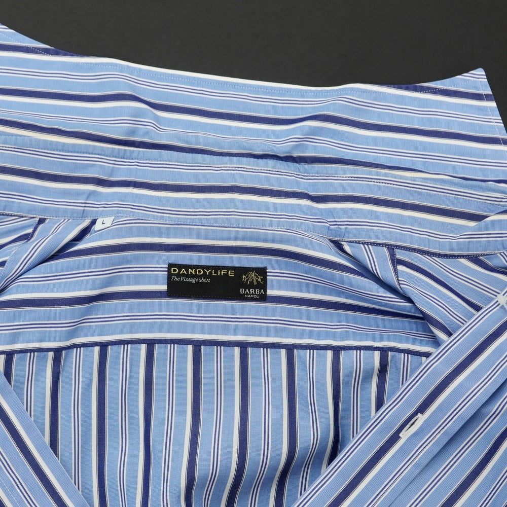 [Used] BARBA DANDY LIFE Cotton Striped Horizontal Collar Casual Shirt Blue x Navy [L] [Condition Rank C] [Men&