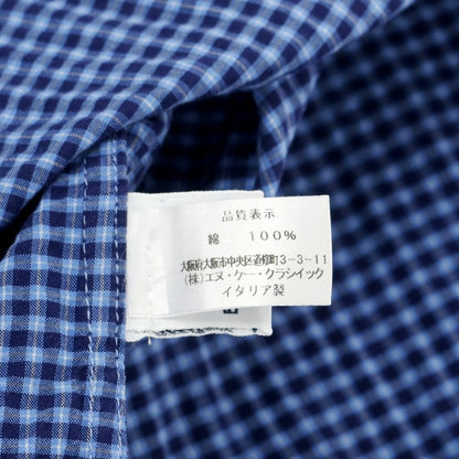 [Used] Danolis DANOLIS BEAMS F special order cotton check horizontal collar casual shirt blue x navy [M] [Condition rank C] [Men&