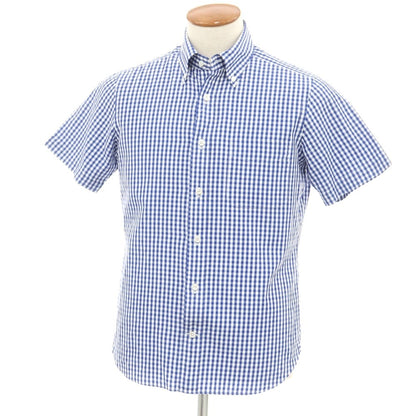 [Used] BEAMS F Cotton Polyester Check Button-down Short Sleeve Shirt Blue x White [M] [Condition Rank C] [Men&