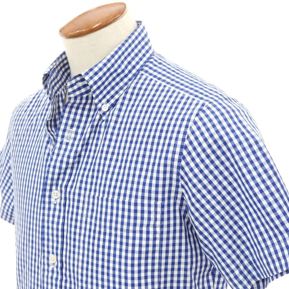 [Used] BEAMS F Cotton Polyester Check Button-down Short Sleeve Shirt Blue x White [M] [Condition Rank C] [Men&