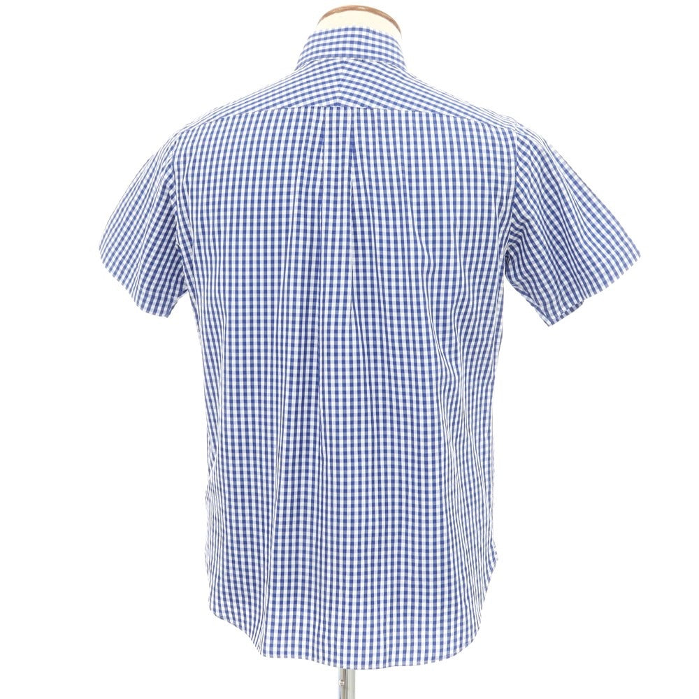 [Used] BEAMS F Cotton Polyester Check Button-down Short Sleeve Shirt Blue x White [M] [Condition Rank C] [Men&