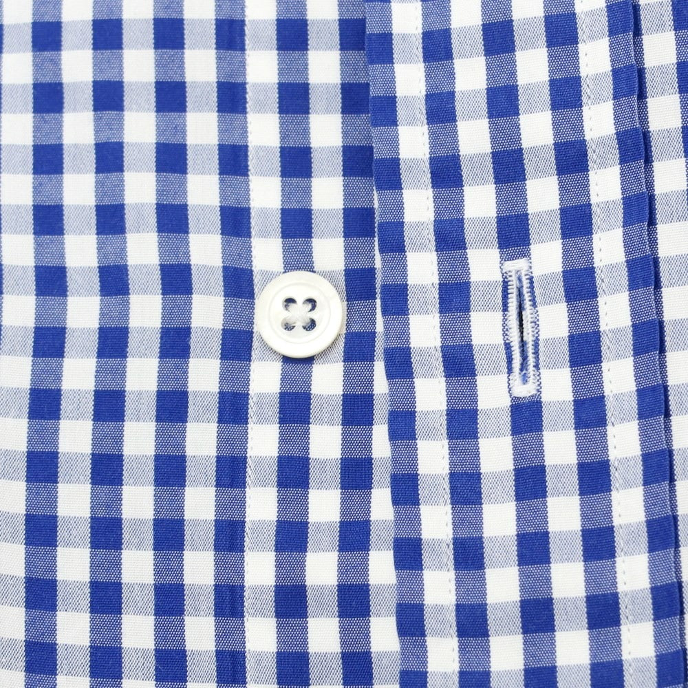 [Used] BEAMS F Cotton Polyester Check Button-down Short Sleeve Shirt Blue x White [M] [Condition Rank C] [Men&