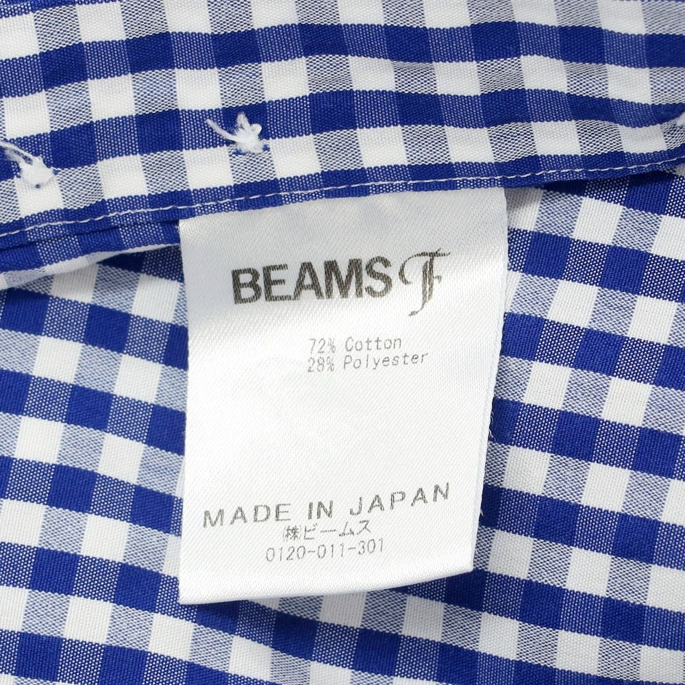 [Used] BEAMS F Cotton Polyester Check Button-down Short Sleeve Shirt Blue x White [M] [Condition Rank C] [Men&