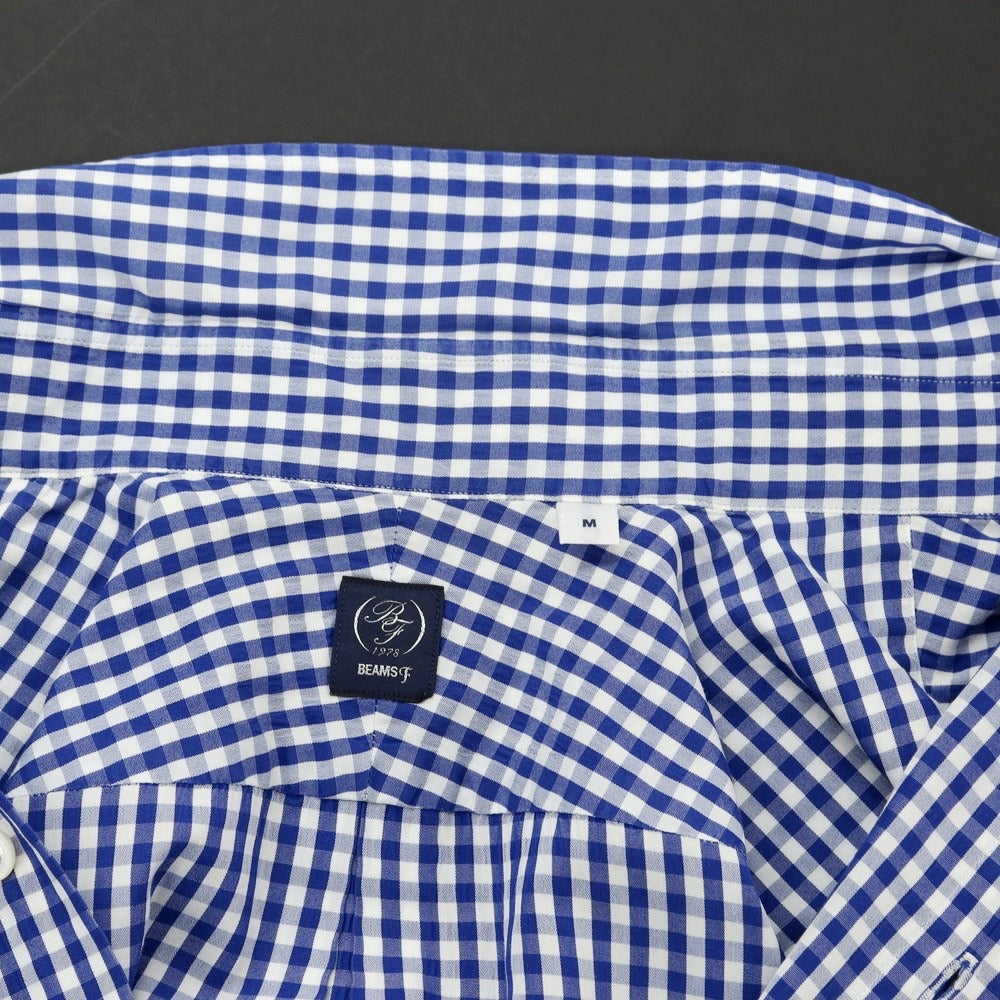 [Used] BEAMS F Cotton Polyester Check Button-down Short Sleeve Shirt Blue x White [M] [Condition Rank C] [Men&