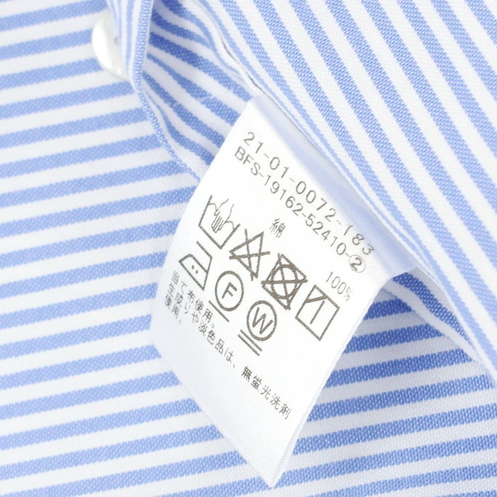 [Used] BEAMS F Cotton Stripe Wide Collar Short Sleeve Shirt Blue x White [M] [Condition Rank B] ​​[Men&