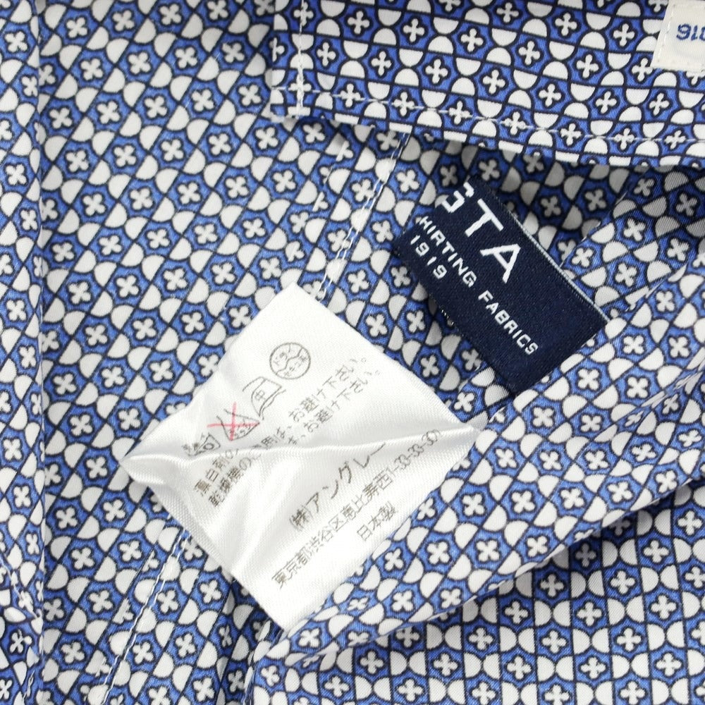 [Used] ANGLAIS Cotton Horizontal Collar Casual Shirt Navy x White [M] [Condition Rank B] ​​[Men&