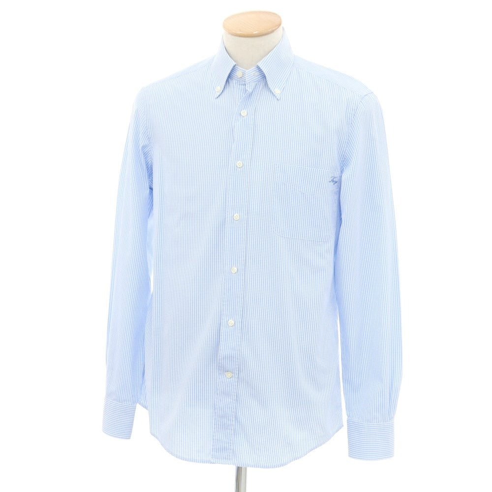 [Used] FAY Cotton Check Button-down Casual Shirt Light Blue x White [38] [Condition Rank C] [Men&