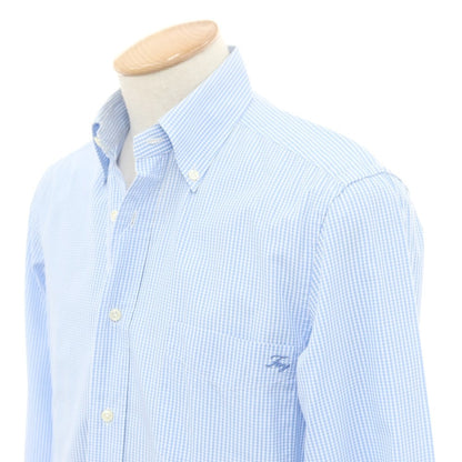 [Used] FAY Cotton Check Button-down Casual Shirt Light Blue x White [38] [Condition Rank C] [Men&