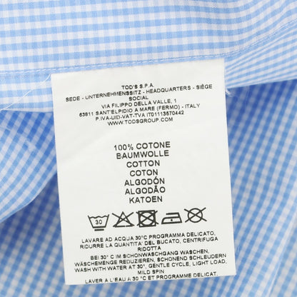 [Used] FAY Cotton Check Button-down Casual Shirt Light Blue x White [38] [Condition Rank C] [Men&