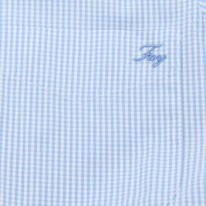 [Used] FAY Cotton Check Button-down Casual Shirt Light Blue x White [38] [Condition Rank C] [Men&