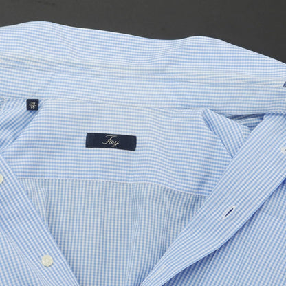 [Used] FAY Cotton Check Button-down Casual Shirt Light Blue x White [38] [Condition Rank C] [Men&