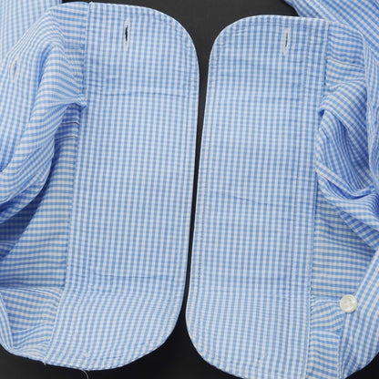 [Used] FAY Cotton Check Button-down Casual Shirt Light Blue x White [38] [Condition Rank C] [Men&