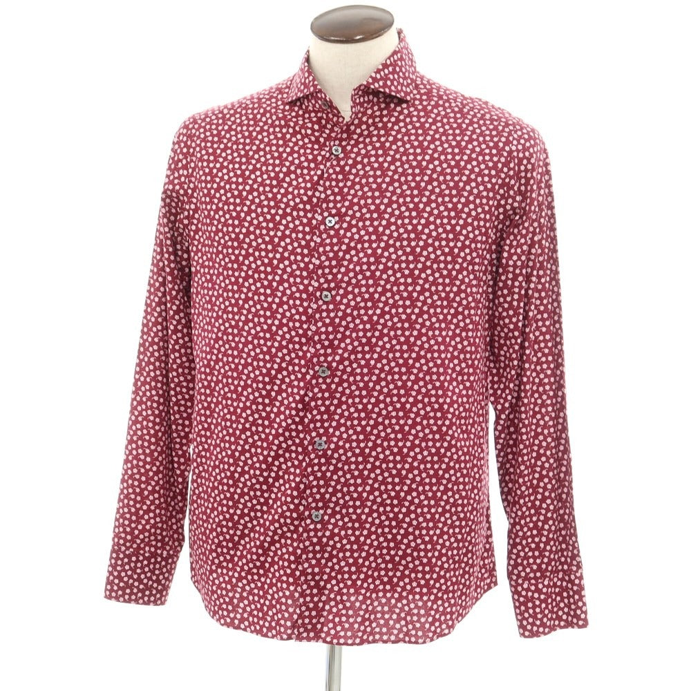 [Used] CIT LUXURY Stretch Cotton Floral Wide Collar Casual Shirt Bordeaux x Pink [41] [Condition Rank B] ​​[Men&