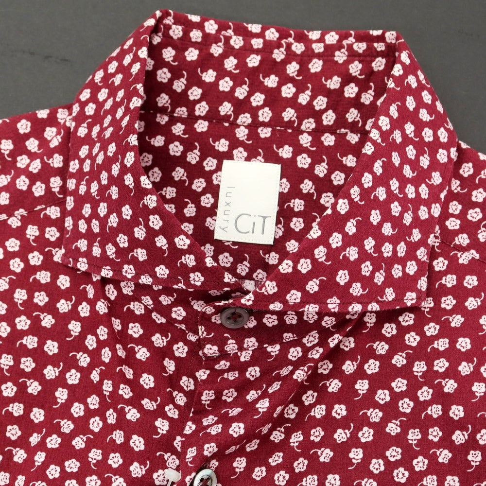 [Used] CIT LUXURY Stretch Cotton Floral Wide Collar Casual Shirt Bordeaux x Pink [41] [Condition Rank B] ​​[Men&