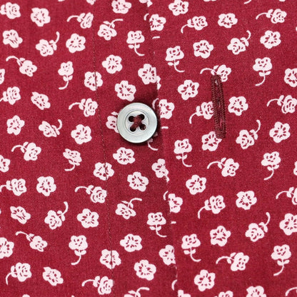 [Used] CIT LUXURY Stretch Cotton Floral Wide Collar Casual Shirt Bordeaux x Pink [41] [Condition Rank B] ​​[Men&