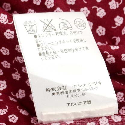 【中古】チット CIT LUXURY ストレッチコットン 花柄 ワイドカラー カジュアルシャツ ボルドーxピンク【 41 】【 状態ランクB 】【 メンズ 】