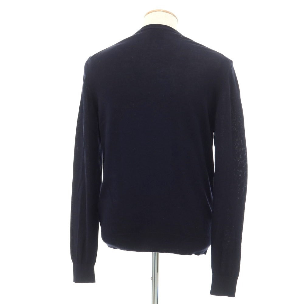 [Used] ARMANI COLLEZIONI Cotton V-neck pullover knit, dark navy [Size 46] [NVY] [S/S] [Condition Rank B] ​​[Men&