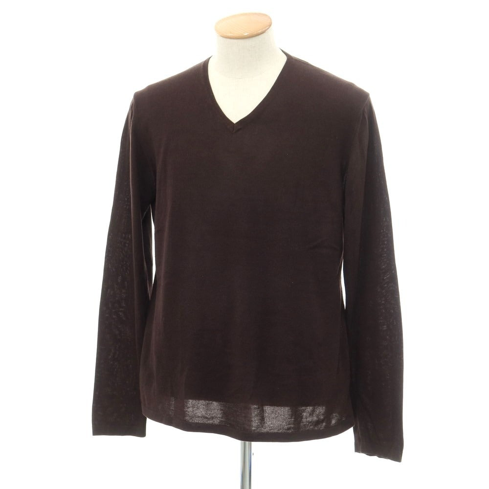 [Used] JIL SANDER Cotton V-neck pullover knit, dark brown [Size 44] [BRW] [S/S] [Condition Rank C] [Men&